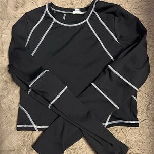 Black Long Sleeve Top with White Stitching